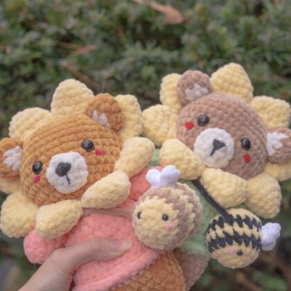 Crochet Sunflower Bear Plush